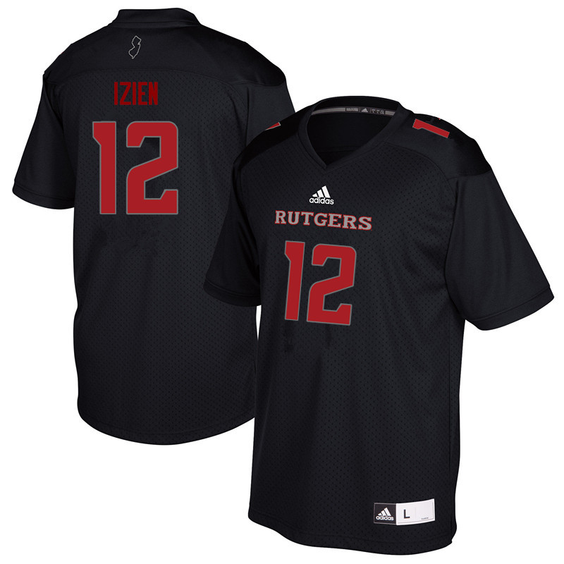 Men #12 Christian Izien Rutgers Scarlet Knights College Football Jerseys Sale-Black